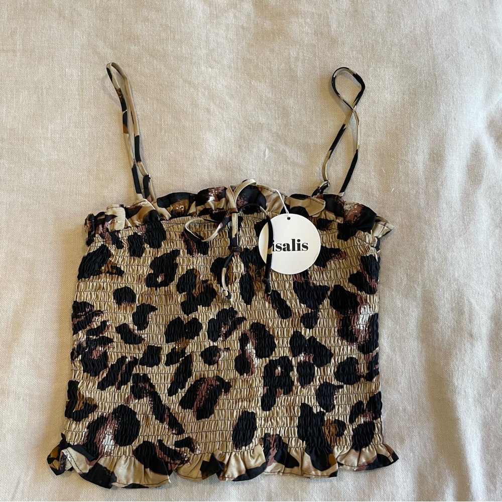 New with tags animal print silk crop top